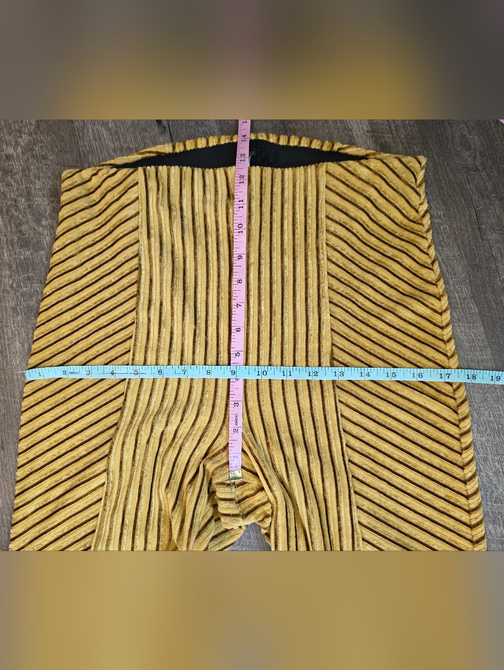 Free People Penny Pull On Velvet Ribbed Flare Pants Womens M Mustard Retro Stret - Picture 10 of 13